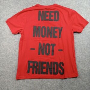 Seven Souls Shirt Mens Medium Red Need Money Not Friends $$$ Graphic Casual